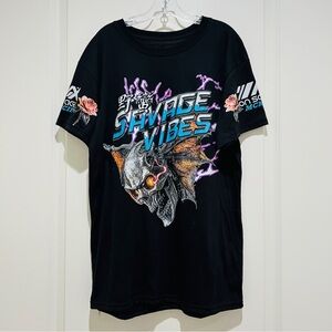 Fresh Laundry mens skull savage vibes print streetwear tee top size M